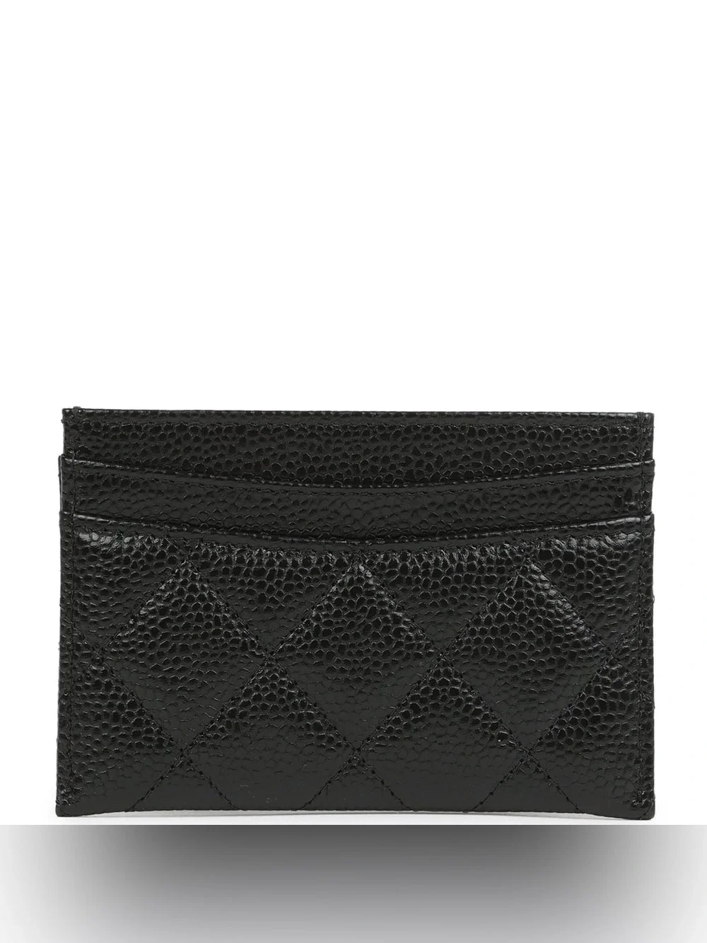 CHANEL Black Quilted Caviar Leather Wallet with Gold CC Logo